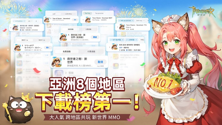 大人氣MMORPG《救世者之樹:新世界》上線首日榮登8個地區商店排行榜第一 加碼福利送亞洲限量版金色坐騎